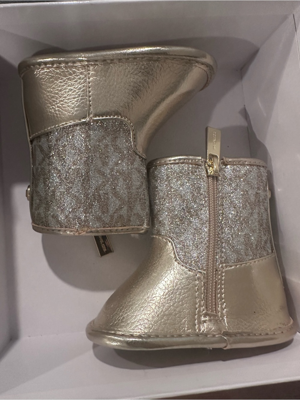 Michael Kors baby Metallic Gold Glitter Zip Boots